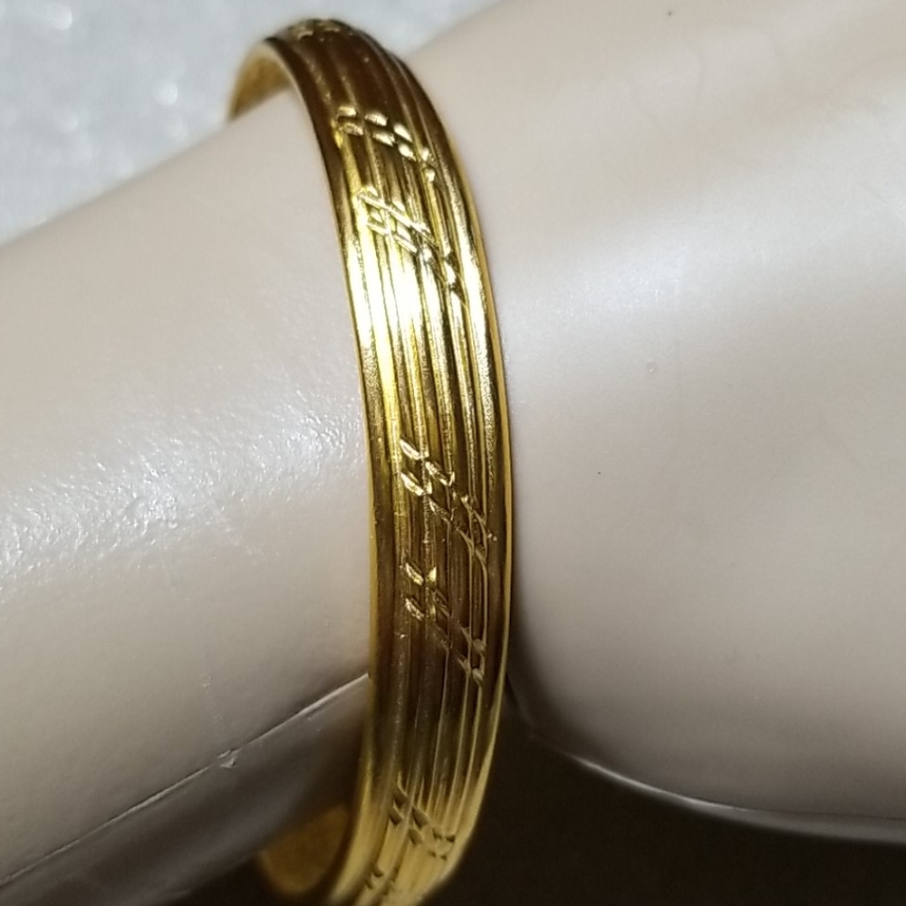 Vintage Greek Motif Bracelet Gold Plated Pewter - Picture 2 of 6